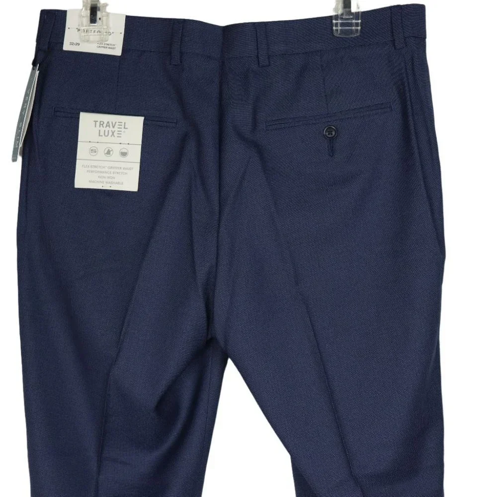 NWT Perry Ellis Bering Sea Blue Slim Fit Pin Check Dress Pants - Picture 3 of 7